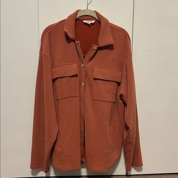 Peach Love California Terracotta Ribbed Shacket - Picture 1 of 8